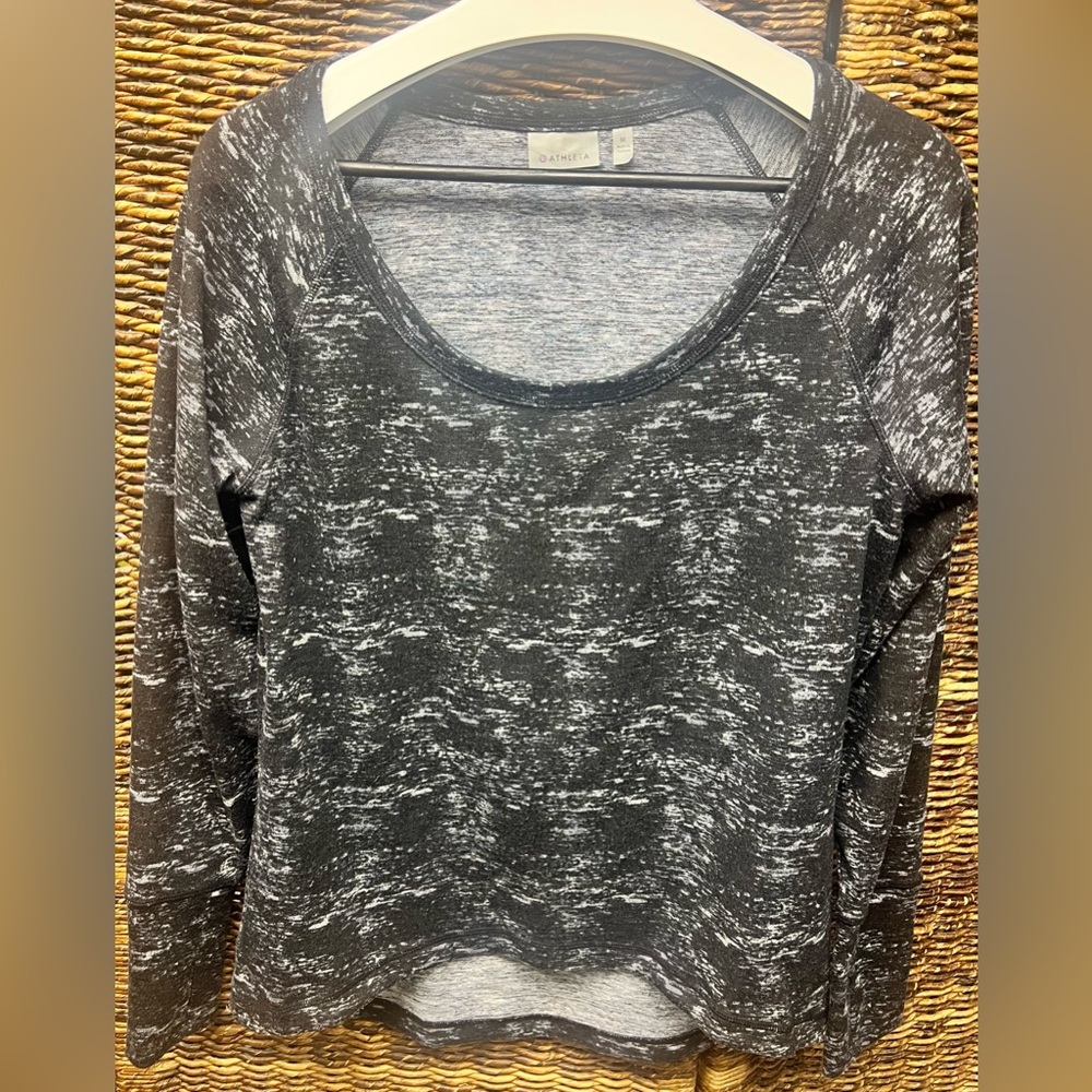 Athleta Black and Gray Long Sleeve Top- Womens Size:‎ Medium